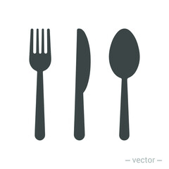 Fork knife spoon graphic symbols. Vector cutlery icons, isolated utensil image or tableware black silhouettes