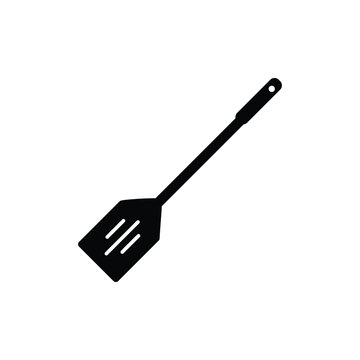 vector illustration spatula kitchen equipment silhouette image vector icon flat logo on black color icon isolated on white background.