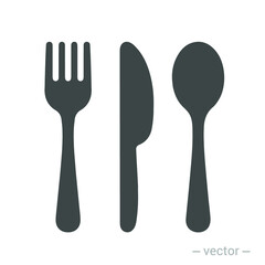 Fork knife spoon graphic symbols. Vector cutlery icons, isolated utensil image or tableware black silhouettes