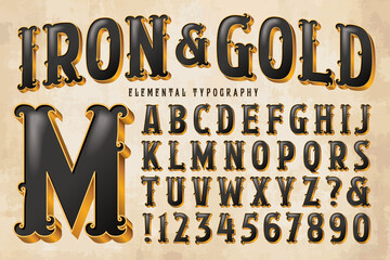 An Ornate Antique Styled Alphabet with Gilded Edges and Black Interior © Mysterylab