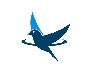 Simple abstract of bird with blue colors