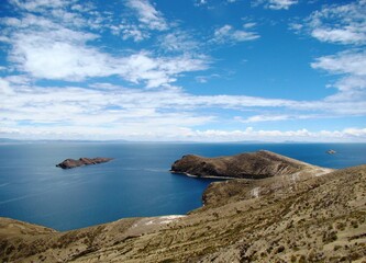 View of Jochihuata Island from Challa Bay on Isla del Sol (Lake Titicaca, Bolivia)	