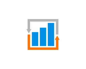 Chart and upside down arrow with square shape