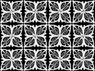 Seamless pattern design with floral background elements, beautiful ornaments, black, white, orange, pink, red, green, yellow, blue, gray, purple