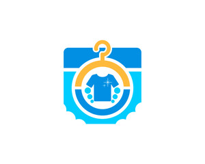 Washing machine with hangers and t-shirt inside