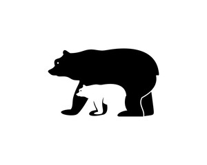 Two bear with silhouette colors