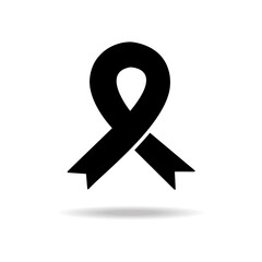 Black awareness ribbon icon isolated on white background. Mourning and melanoma symbol