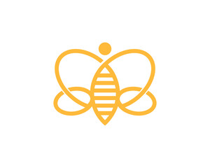 Bee from yellow line art