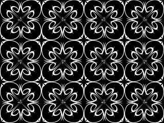 Seamless pattern design with floral background elements, beautiful ornaments, black, white, orange, pink, red, green, yellow, blue, gray, purple