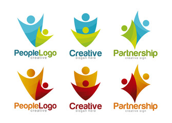 Social Network Team Partners Friends logo design vector