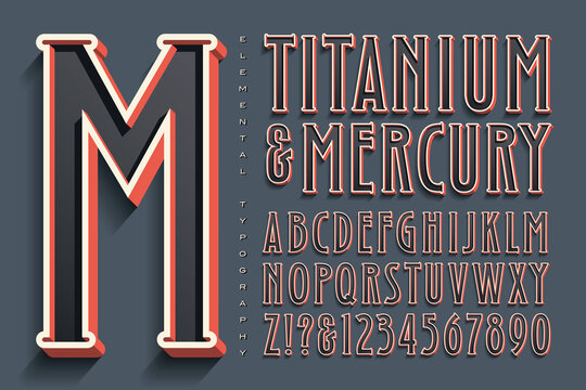 A Tall Condensed Alphabet with Outline and 3d Effects and a Retro-future vibe