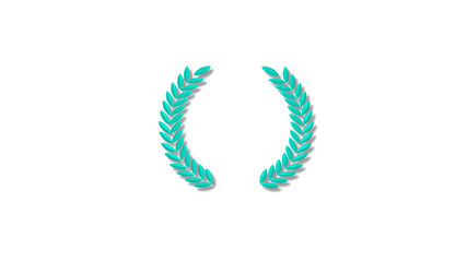 New aqua color 3d wreath icon on white background,3d wheat icon