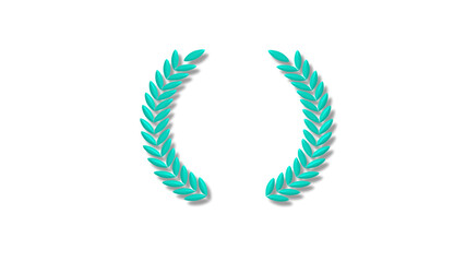 New aqua color 3d wreath icon on white background,3d wheat icon