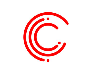 C letter with circle red line