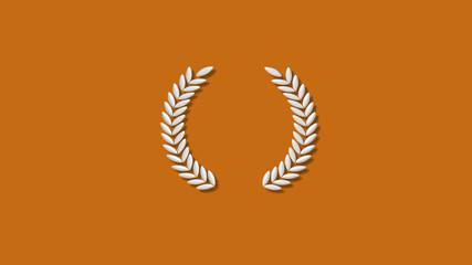 New white color 3d wreath icon on brown background,logo wreath icon