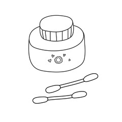 Jar of cream and cotton buds.