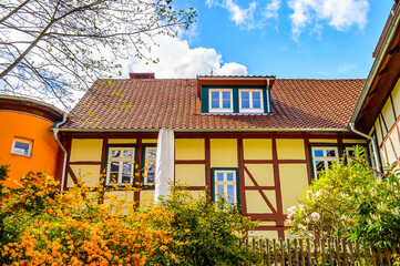 It's Typical colorful architecture in Wernigerode, a town in the district of Harz, Saxony-Anhalt, Germany