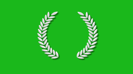 White color 3d wreath icon on green background,New wreath icon