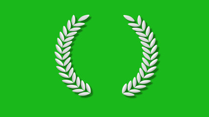 White color 3d wreath icon on green background,New wreath icon
