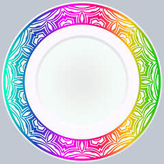 Handdrawn Pattern With Round Floral Ornament. Vector Illustration.