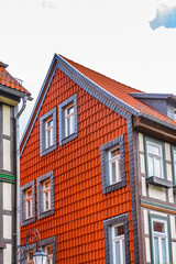 Fototapeta na wymiar It's Colorful house in Wernigerode, a town in the district of Harz, Saxony-Anhalt, Germany