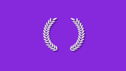 White wreath icon on purple background,3d white wreath icon