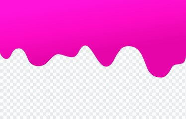 Flowing cherry or raspberries jam. Dripping pink caramel. Paint drip or nail polish. Slime vector texture.