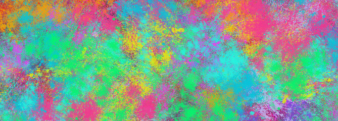 An abstract neon colored paint splatter background image.