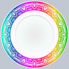 Handdrawn Pattern With Round Floral Ornament. Vector Illustration.