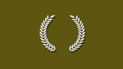 Amazing white wreath icon on yellow dark background,3d wreath icon