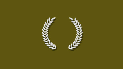 Amazing white wreath icon on yellow dark background,3d wreath icon
