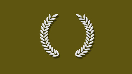 Amazing white wreath icon on yellow dark background,3d wreath icon