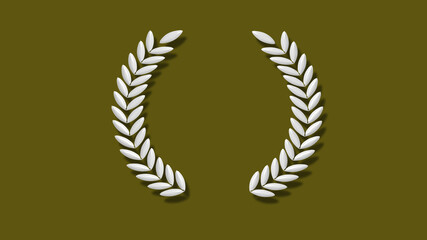 Amazing white wreath icon on yellow dark background,3d wreath icon