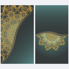 Card Template With Floral Mandala Pattern. Business Card For Fitness Center, Sport Emblem, Meditation Class. Vector Illustration