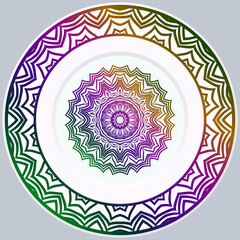 decorative round border and mandala ornament. Vector illustration.