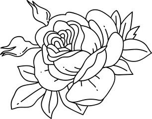 modern minimalist line art rose flower