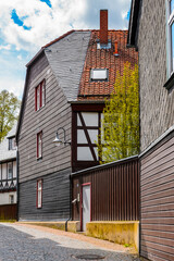 It's Architecture in the Old town of Gorlar, Lower Saxony, Germany. Old town of Goslar is a UNESCO World Heritage
