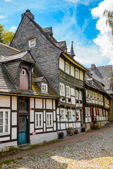 It's Architecture in the Old town of Gorlar, Lower Saxony, Germany. Old town of Goslar is a UNESCO World Heritage