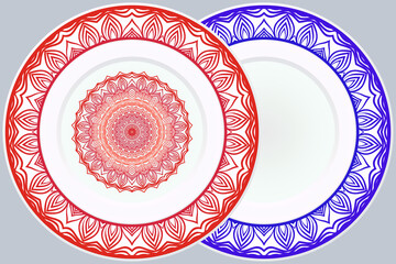 Decorative round plate with mandala from floral elements.Vector  illustration. Home decor, interior design. matching decorative plates for interior design.