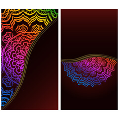 Yoga card template with floral frame pattern. For business card, fitness center, meditation class. vECTOR