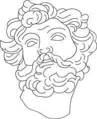 aesthetic greek bust sculpture line art old man with a beard
