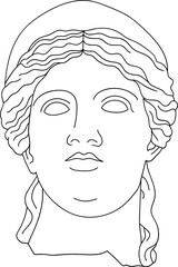 aesthetic greek bust sculpture line art face of a woman