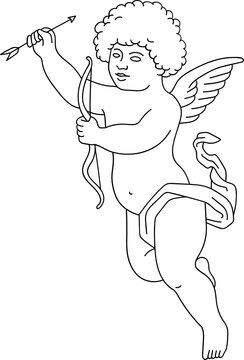 Minimalist Line Art Angel Cherub Cupid