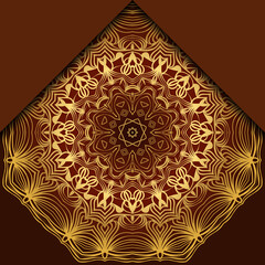 Vintage luxury decorative design of golden mandala. Vector illustration. Floral ornament