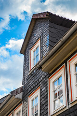 Fototapeta na wymiar It's Half-timbered House in the Old town of Gorlar, Lower Saxony, Germany. Old town of Goslar is a UNESCO World Heritage