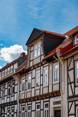 It's Half-timbered House in the Old town of Gorlar, Lower Saxony, Germany. Old town of Goslar is a UNESCO World Heritage