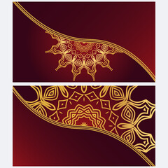 Vintage cards with Floral mandala pattern. Vector template. The front and rear side.