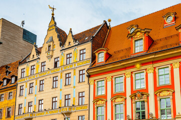 It's Colorful Houses on the Market square in Wroclaw, Poland