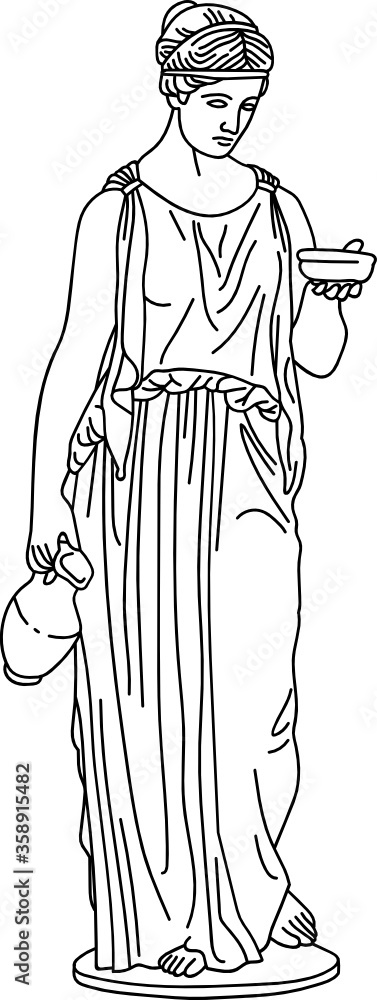 Wall mural aesthetic greek sculpture line art woman full body