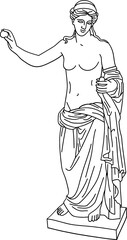 aesthetic greek sculpture line art woman standing full body